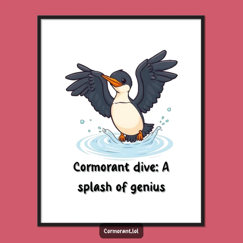 Funny Cormorant Diving Art Free Printable - Aquatic Playfulness Downloadable Decor