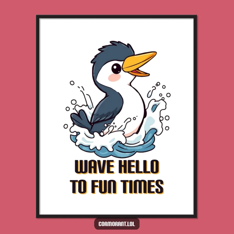 Free Printable Wall Art: Funny Cormorant Splashing, Playful Bird Art, Downloadable Decor for Your Home