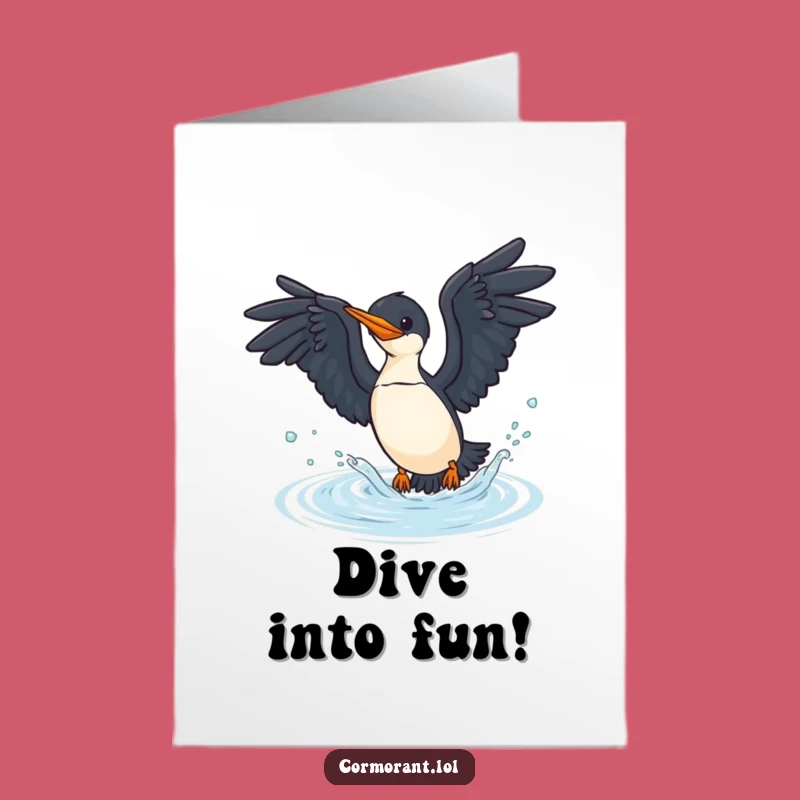 Funny Cormorant Dive Birthday Card Free Printable - Splashy Humor Downloadable Greeting