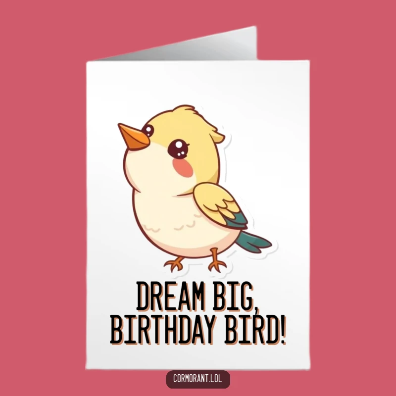 Free Printable Birthday Card: Curious Bird Gazing Up - Funny Downloadable Gift