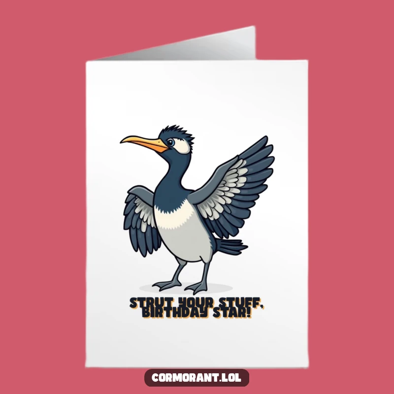 Free Printable Birthday Card: Funny Cormorant Struts into Your Party!