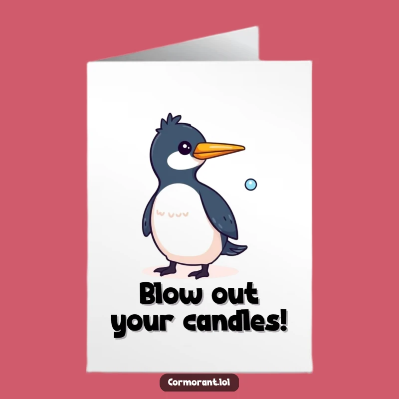 Free Printable Birthday Card: Whimsical Cormorant & Bubble - Funny Gift