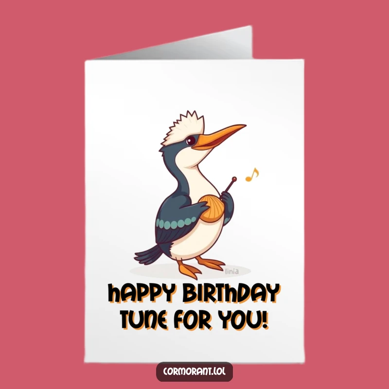 Free Printable Birthday Card: Musical Cormorant Seashell Tune Funny Downloadable Gift