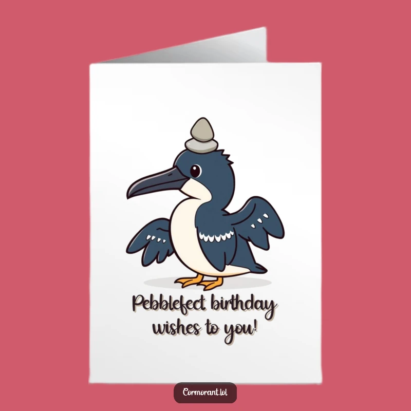 Free Printable Birthday Card: Cormorant Balancing Act Funny Downloadable Gift