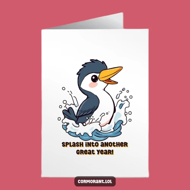 Free Printable Birthday Card: Funny Cormorant Splashing, Splash into Fun Downloadable Greeting