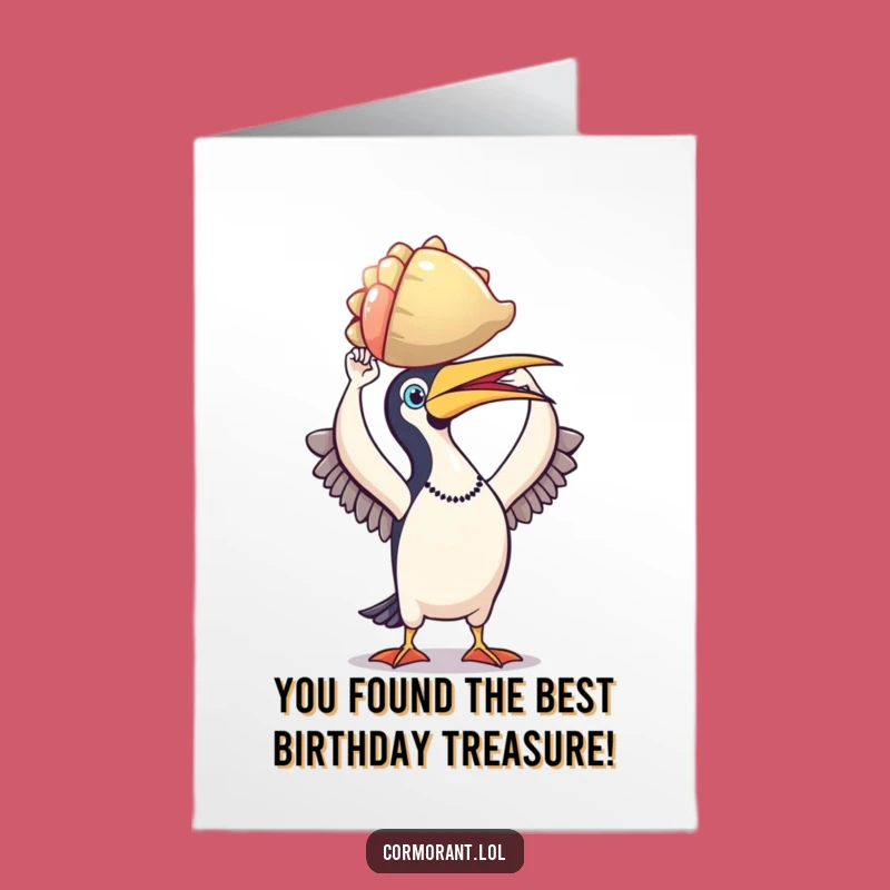 Free Printable Cormorant Birthday Card: Proud Shell Winner Downloadable