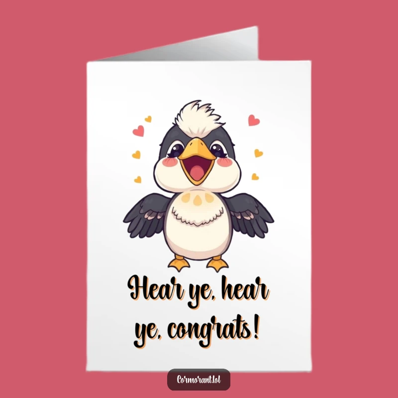 Free Printable Congrats Card: Singing Cormorant, Happy Tune Downloadable Greeting for Celebration