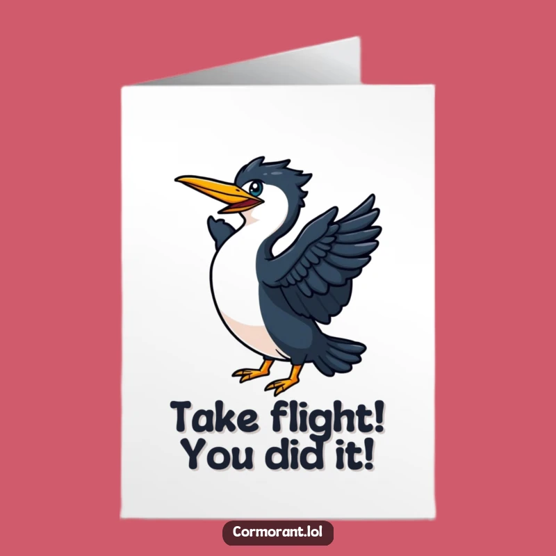 Free Printable Congrats Card: Energetic Cormorant Launch Humor, Downloadable Greeting, Fun DIY Gift