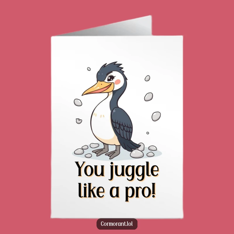 Funny Cormorant Talent Card Free Printable - Impressive Juggling Downloadable Greeting