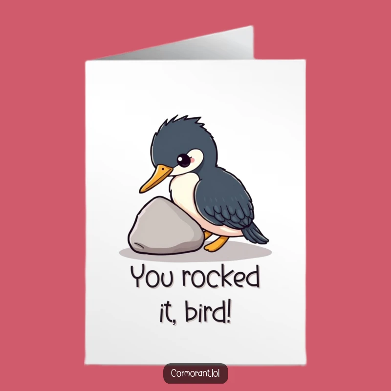 Free Printable Kawaii Cormorant Congrats Card: Funny DIY Downloadable Gift for Any Achievement
