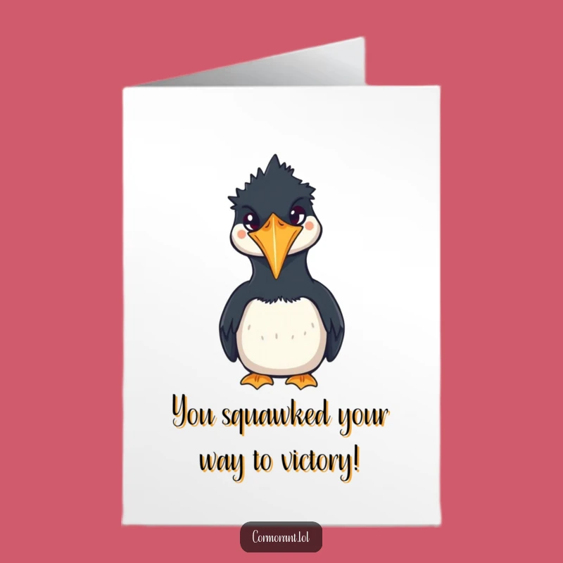 Free Printable Cormorant Congrats Card - Hilarious Kawaii Bird Downloadable Surprise