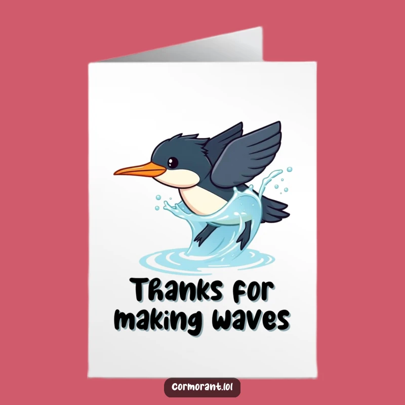 Free Printable Thank You Card: Cormorant Dive Splash Funny Downloadable Gift