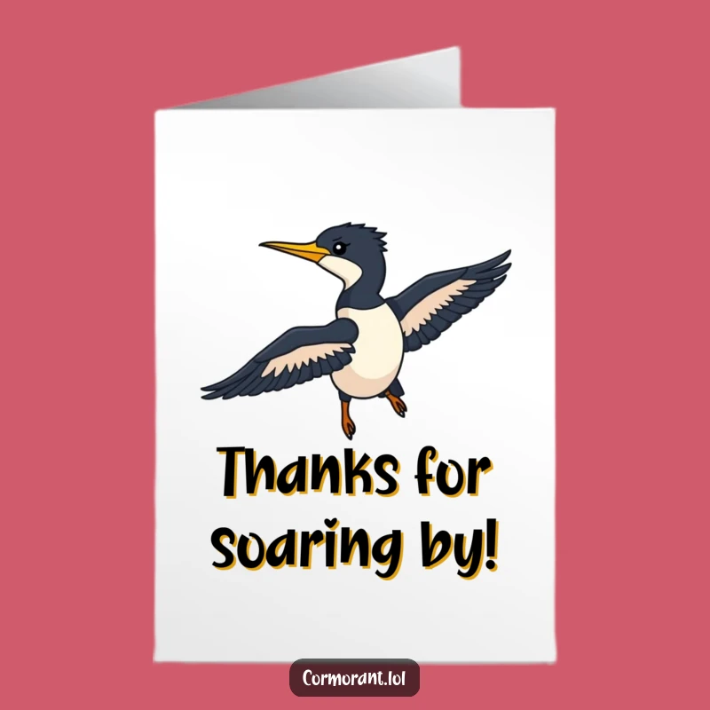 Free Printable Thank You Card: Sleek Cormorant Flight - Humorous Downloadable Gift