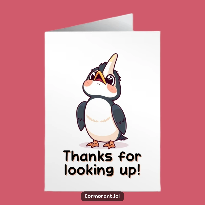 Free Printable Curious Cormorant Thank You Card: Kawaii Appreciation for Downloadable Gift