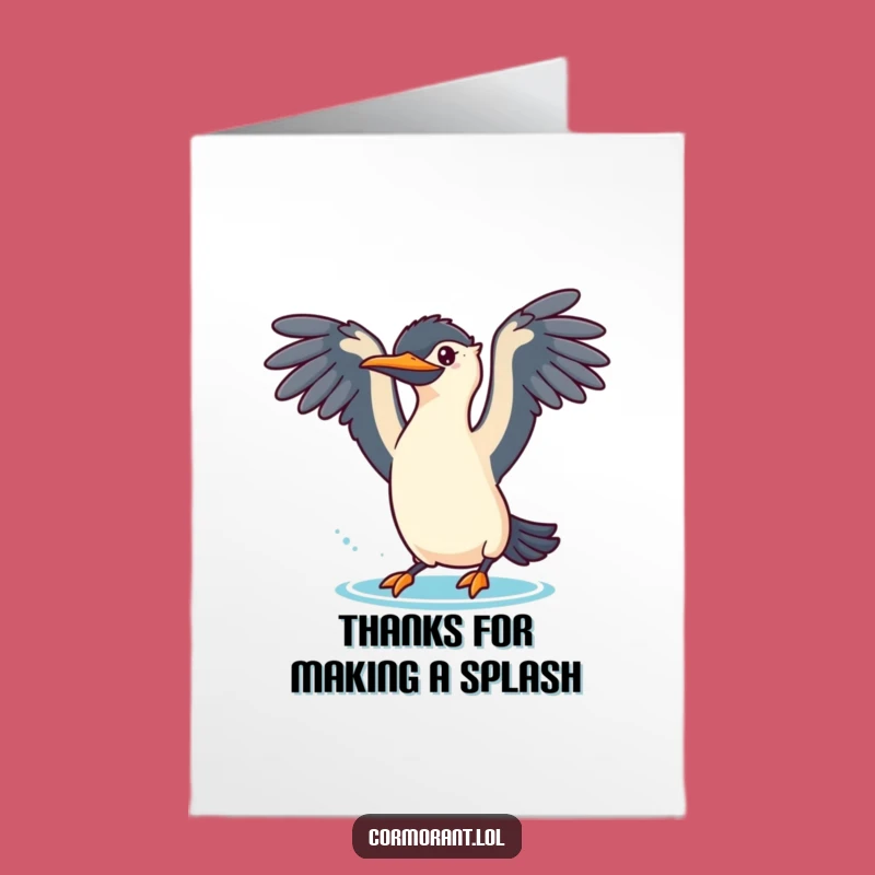 Free Printable Thank You Card: Playful Cormorant Dive - Funny Downloadable!