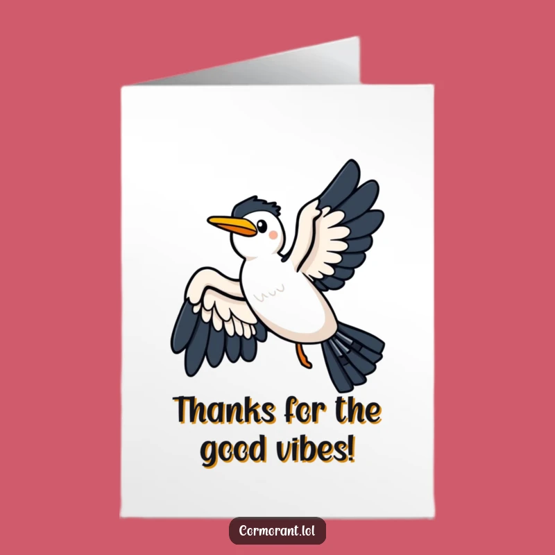 Free Printable Cormorant Thank You Card: Graceful Gliding Kawaii Bird for Downloadable Gift