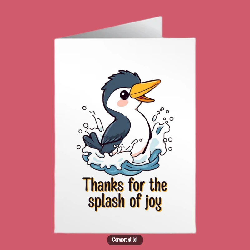 Free Printable Thank You Card: Grateful Cormorant Splashing, Heartfelt Downloadable Greeting for Thanks