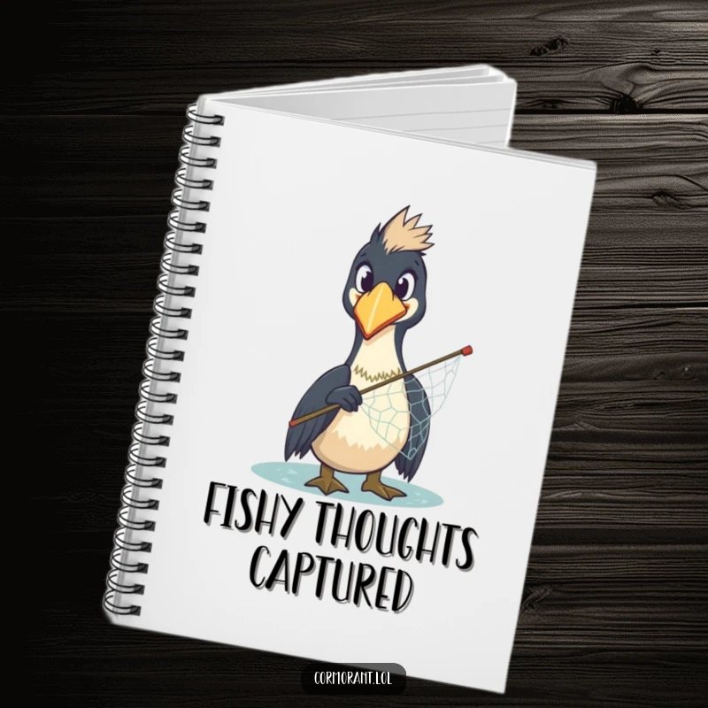 Funny Cormorant Notebook: A comically surprised cormorant clutches a misplaced net, providing a humorous cover for your notes and ideas.