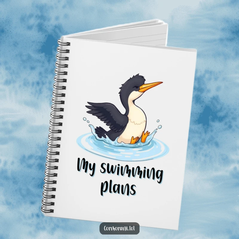 Funny Cormorant Notebook: A cormorant joyfully splashes in a small pool, ready to help you jot down your most refreshing ideas.