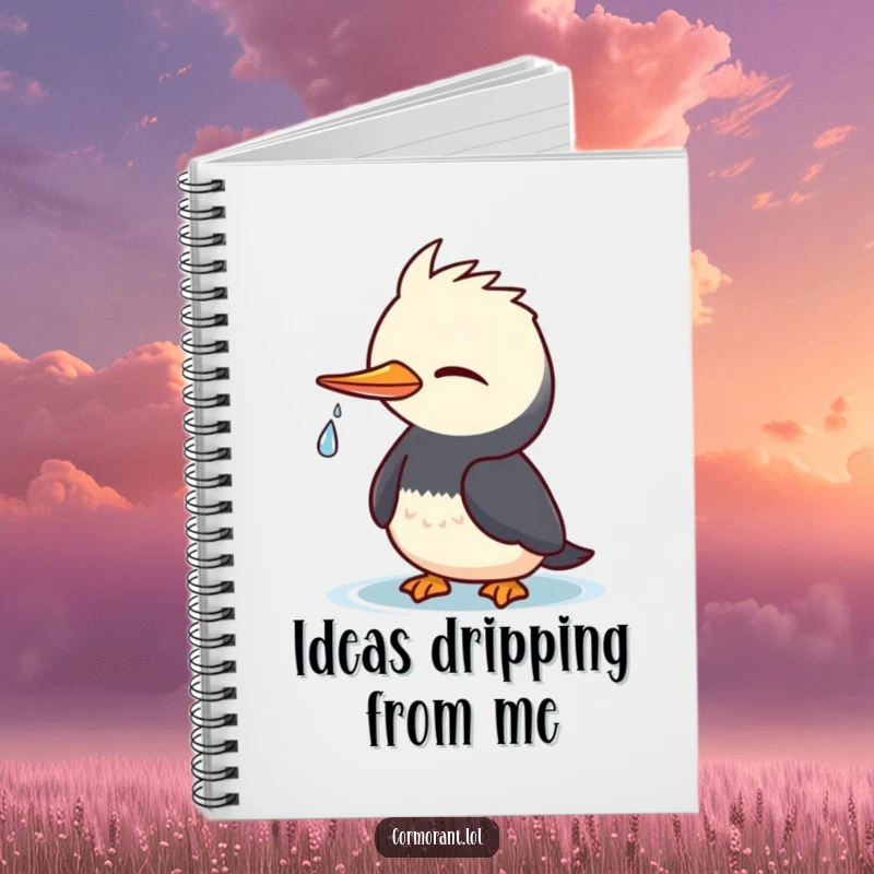 Funny Cormorant Notebook: Cute kawaii bird winking, a tiny water droplet, perfect for notes, funny gift.