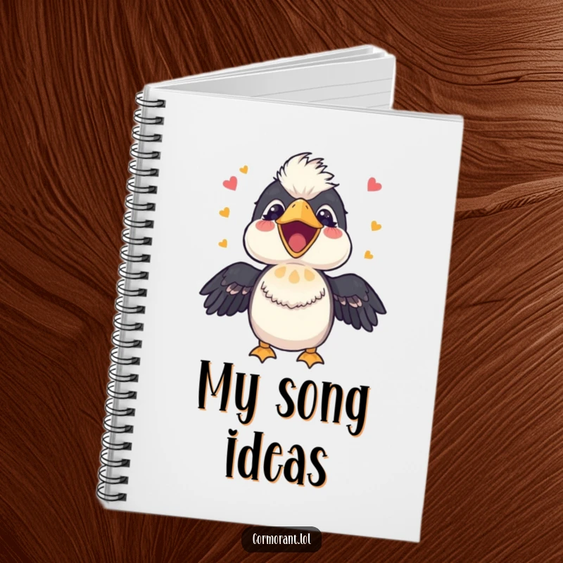 Funny Cormorant Notebook: A cheerful bird with an open beak, joyfully singing a happy tune, perfect for journaling and creative thoughts.