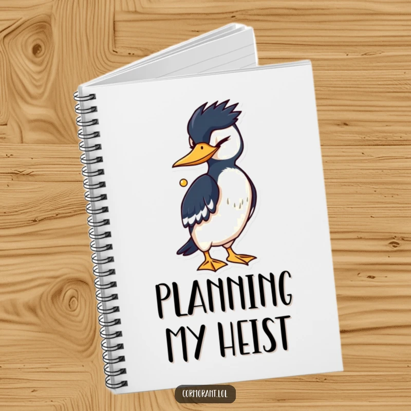 Funny Cormorant Notebook: A winking cormorant holds a shiny object, ideal for journaling secrets and brilliant ideas humorously.