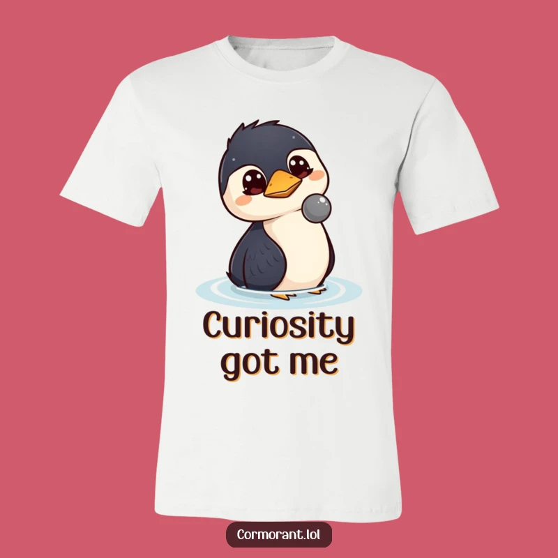 Funny Kawaii Cormorant Pondering T-Shirt: Intriguing Funny Gift for Thinkers!