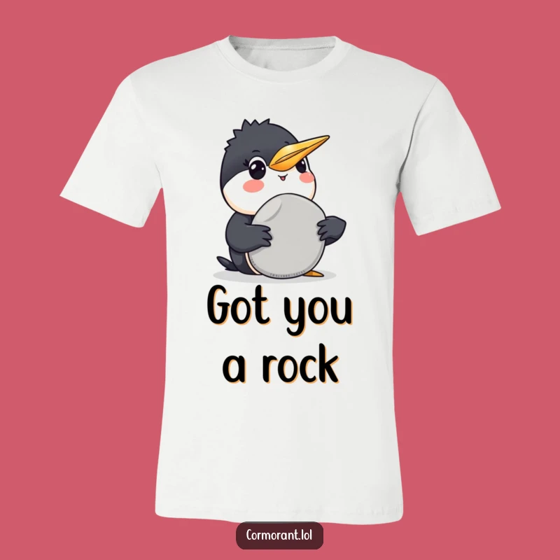 Funny Cormorant Pebble Present T-Shirt: Wear This Bird's Generous Humor