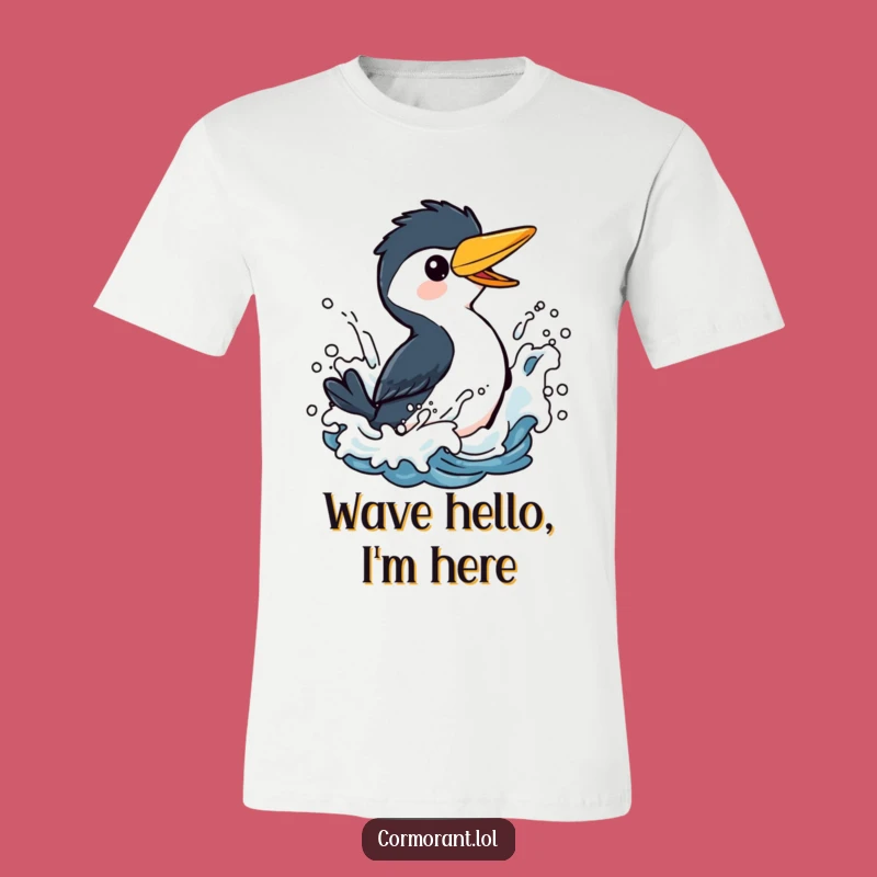 Funny Cormorant Splashing T-Shirt: Playful Bird Tee for Coastal Fun Lovers