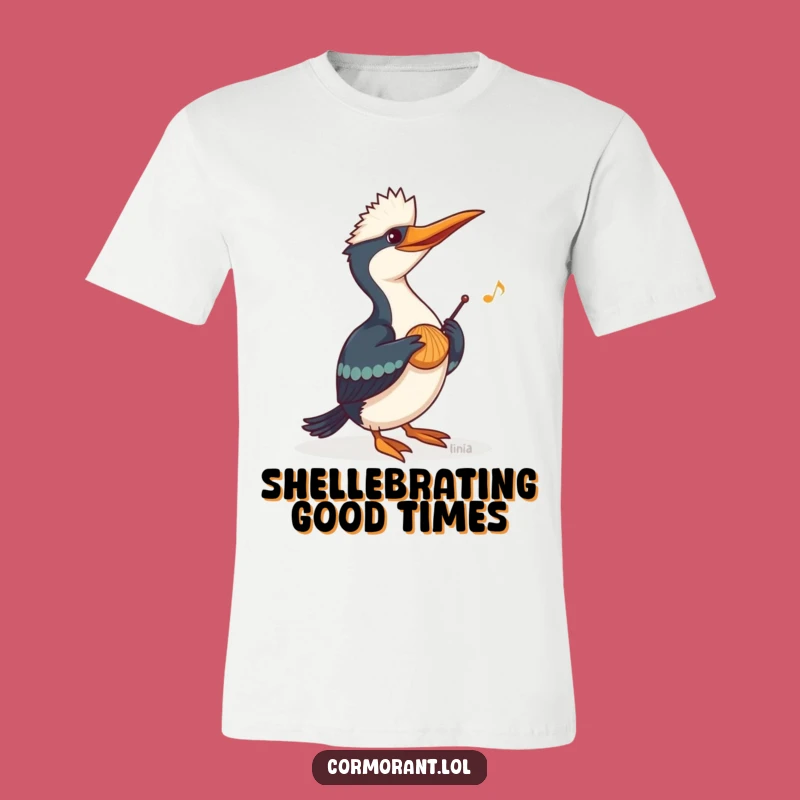 Funny Cormorant Melody T-Shirt: Playful Seashell Tunes