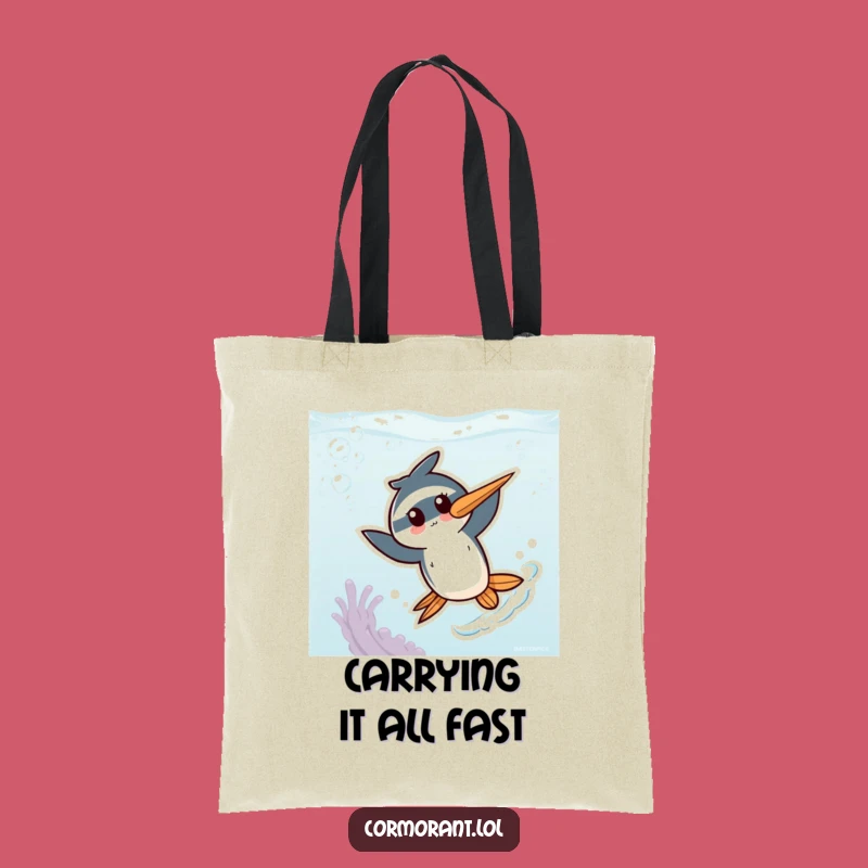 Funny Kawaii Cormorant Tote Bag: Energetic Carryall for Daily Adventures