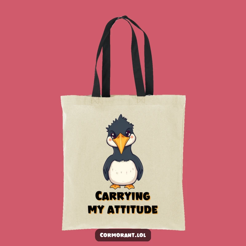 Funny Cormorant Squawk Tote Bag: Cute Kawaii Farmer Market Bag, Perfect Humorous Gift!