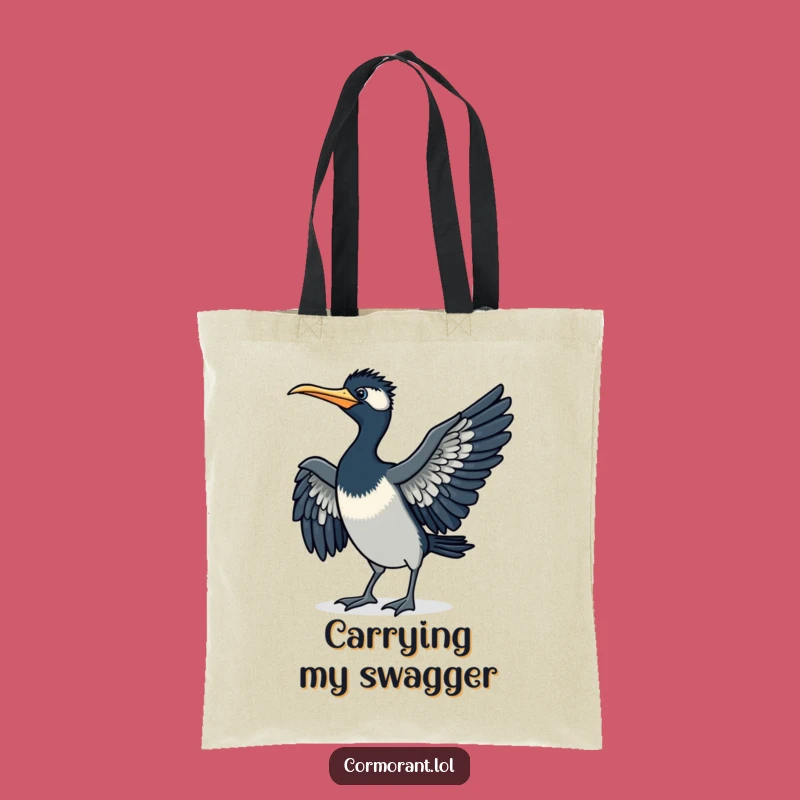 Funny Cormorant Strut Tote Bag: Comical Bird Walk - Eco Gift