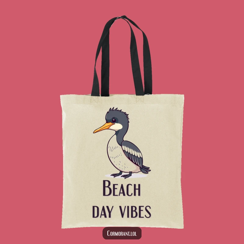 Funny Cormorant Beach Day Tote Bag: Hilarious Bird Design for Relaxed Outings