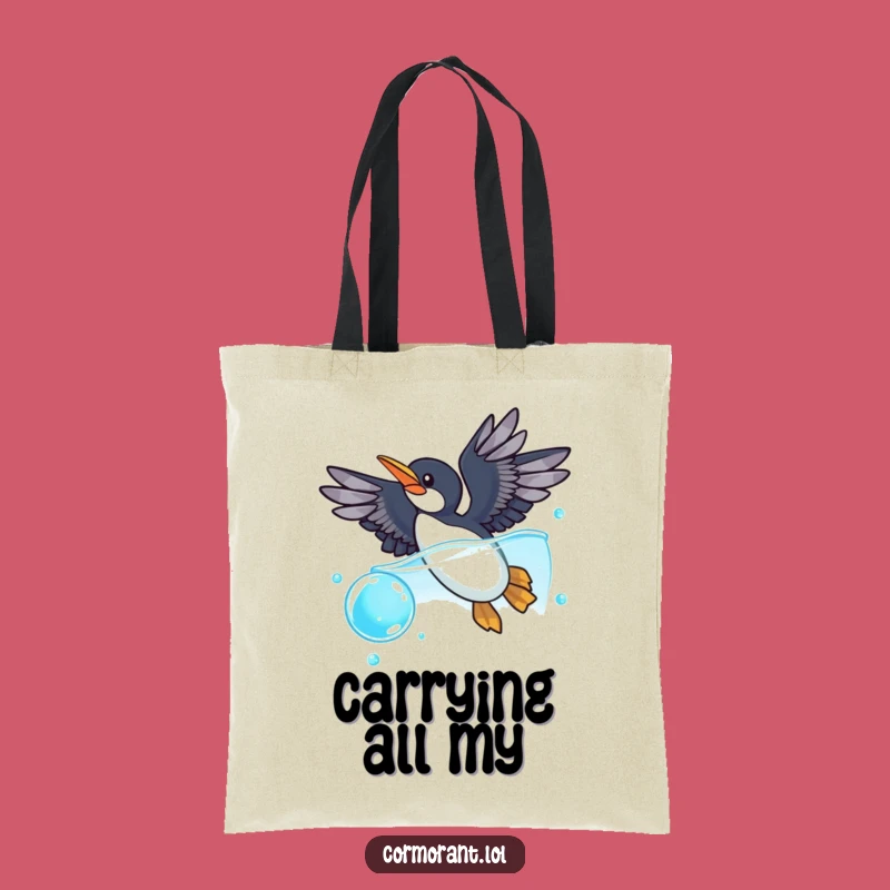 Funny Cormorant Bubble Dive Tote Bag: Carry Your Essentials with Aquatic Humor
