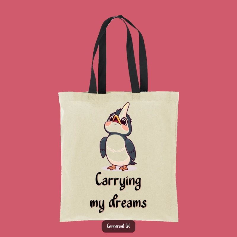 Funny Kawaii Cormorant Sky Gaze Tote Bag: Carry Your Curiosity