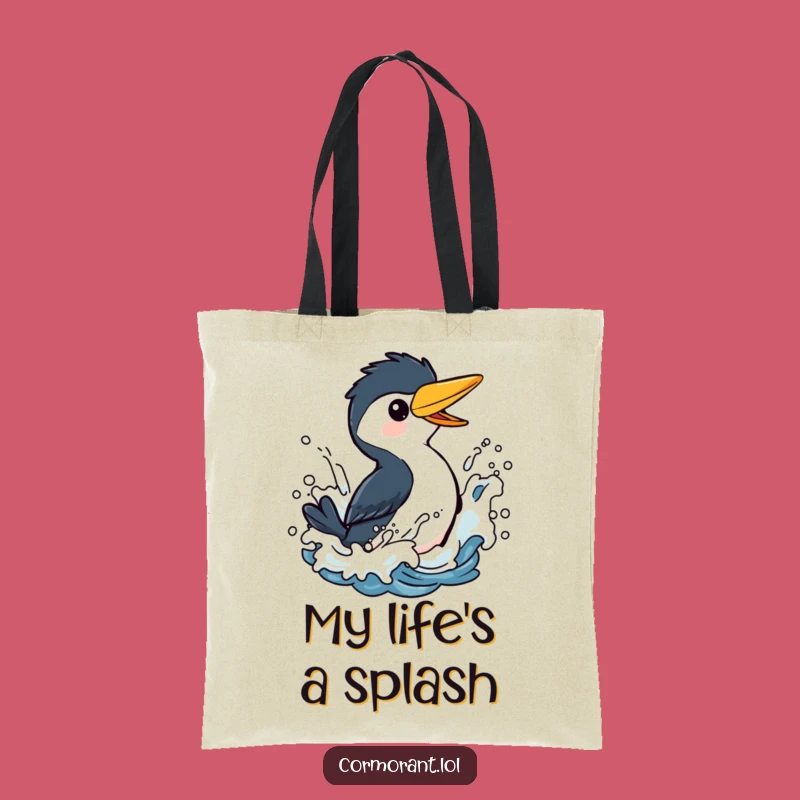 Funny Cormorant Splashing Tote Bag: Playful Bird Carryall for Beachy Vibes