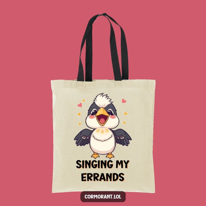 Funny Cormorant Singing Tote Bag: Happy Carryall for Melodic Days